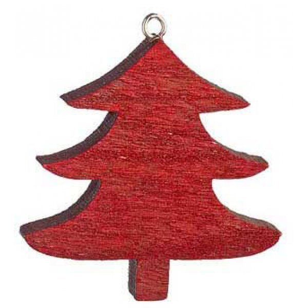 Χριστουγεννιάτικο Κρεμαστό Ξύλινο Δεντράκι, Κόκκινο (8cm)